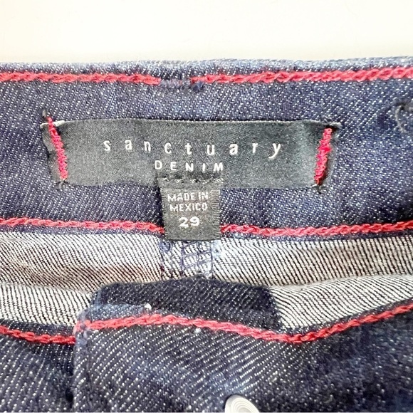 SANCTUARY DARK DENIM JEAN BUTTON FRONT PENCIL SKIRT WOMENS SZ 29 - Picture 2 of 4